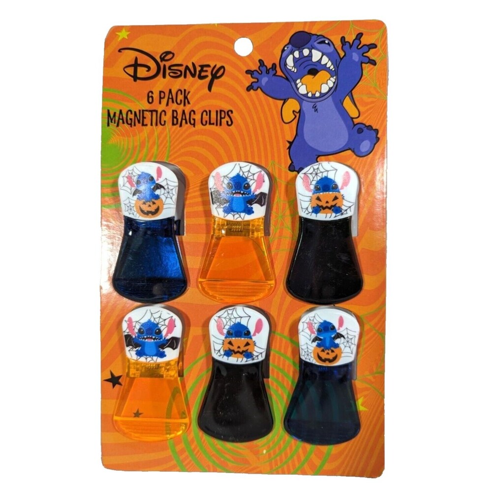 Disney Stitch Halloween Magnetic Bag Clips 6-pc Cartoon Spider Webs Holiday Gift